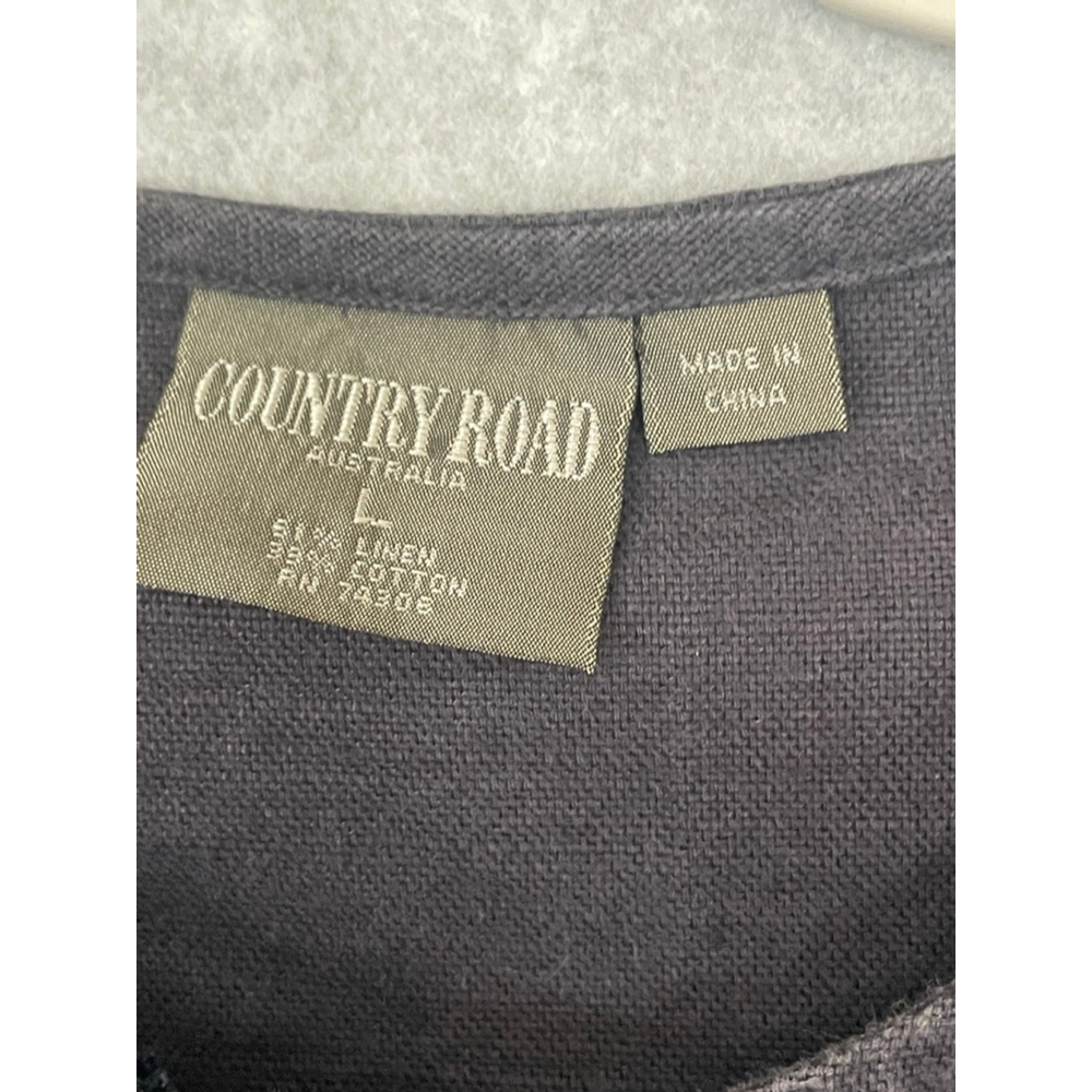 Country Road Australia Linen Blend Sleeveless Button Front Top navy Size L Casua - Picture 5 of 10